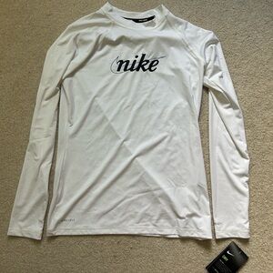 Nike White Dri-FIT Long Sleeve Tee